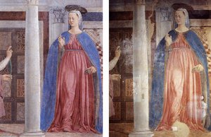 Ein Detail Nach Und Vor Der Restaurierung — Piero Della Francesca