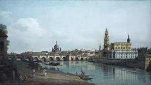 View Of Dresden From The Right Bank Of The Elbe With The Augustus Bridge — Bernardo Bellotto