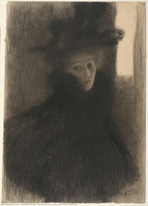 Porträt Einer Dame Mit Kapuze Und Hut — Gustav Klimt