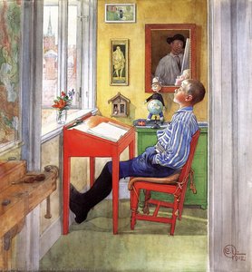 Esbjorn Doing His Homework — Carl Larsson