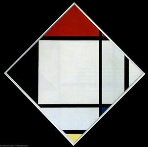 Lozenge Composition Med Rød, Sort Og Blå — Piet Mondrian