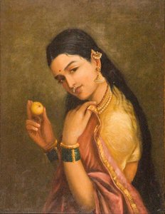 Frau Mit Einer Frucht — Raja Ravi Varma