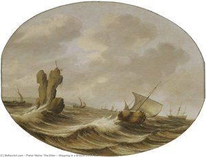 Shipping In A Breeze Off A Rock — Pieter The Elder Mulier