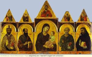 Poliptihul Nr. 28 (sfânta Maica Domnului Cu Pruncul Iisus Și Patru Sfânti) — Duccio Di Buoninsegna