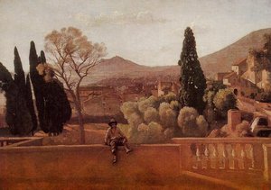 Les Jardins Du Villa D'este À Tivoli — Jean-baptiste-camille Corot
