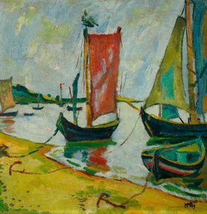 Nidden Coastline With Fishing Boats — Hermann Max Pechstein