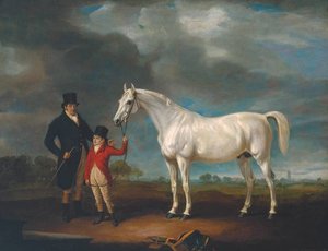 Mr Powell And His Son, With Norton, A Grey Hunter — John Ferneley, Snr