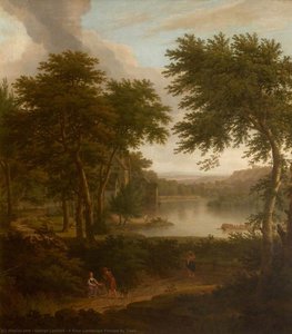 A River Landscape Flanked By Trees — George Washington Thomas Lambert