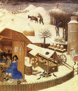 Les Très Riches Heures Du Duc De Berry: Fevrier (february), Detail — Limbourg-brødrene