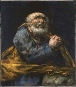 Francisco Goya Religijska Slika 29 X 25,5 Cm El Greco Philips Collection, Dc Ulje Na Platnu Romantičarstvo Izmućeni Lik Pokajanje, Petar Prvi Opatuženi Petar 1824 — Goya
