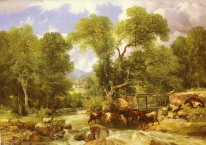 A Wooded Ford — Thomas Sidney Cooper