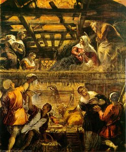 La Adoración De Los Pastores, - (542x455) — Jacopo Tintoretto