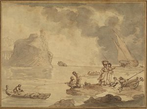 Imaginary Coast Scene, With Figures — Thomas Rowlandson