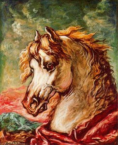 Tête De Cheval Blanc Avec La Crinière Au Vent — Giorgio De Chirico