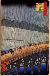 Great Bridge, Sudden Shower At Atake — Ando Hiroshige