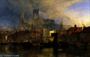 Lincoln Cathedral From The Brayford Pool — Henry Thomas Dawson