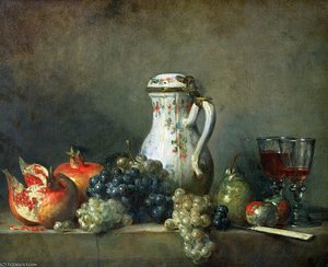 Still Life With Grapes And Pomegranates — Jean-baptiste-siméon Chardin