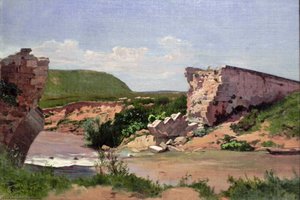 Landschaft Mit Brückenruine — Carl Schuch