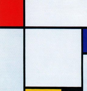 Composition avec rouge, jaune et bleu