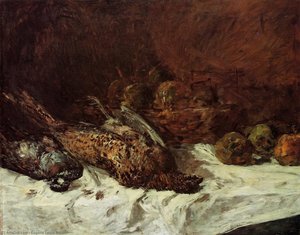 Still Life With Pheasant And Basket Of Apples — Eugène Louis Boudin