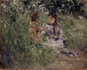 Julie With Pasie In The Garden At Bougival — Berthe Morisot