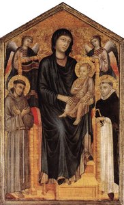 Madonna Enthroned With The Child, St Francis, St. Domenico And Two Angels — Cimabue