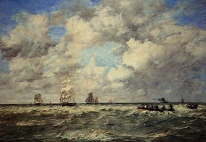 Seascape, Les Lamaneurs — Eugène Louis Boudin