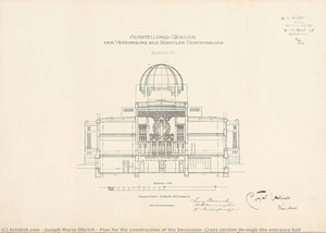 Plan For The Construction Of The Secession, Cross Section Through The Entrance Hall — Joseph Maria Olbrich