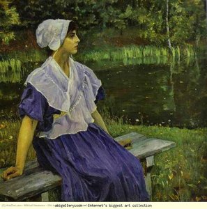 Girl By A Pond (portrait Of Natalia Nesterova) — Mikhail Nesterov