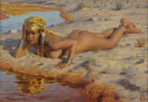 Au Bord De L'oued — Alphonse Etienne Dinet (nasreddine Dinet)