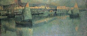 A Port Scene With Shipping — Albert Julius Olsson