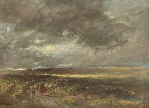 Moorland Landscape Shepherd And Sheep — David Cox The Elder