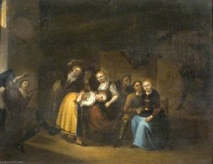 'la Main Chaude', Dutch Party Playing Games In An Interior — Gerrit Lundens