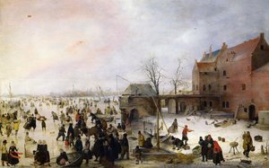 A Scene On The Ice Near A Brewery — Avercamp, Hendrick