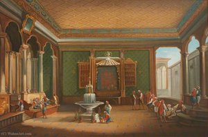Interior Of A Turkish Palace With Figures — Jean Baptiste Vanmour