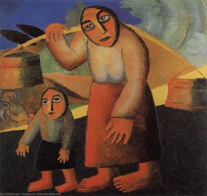 Donna Contadina Con Secchi E Bambino — Kazimir Malevič