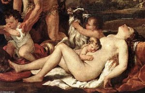 Bacchus Táplálása (részlet) — Poussin