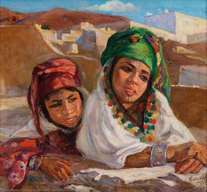 Fillettes Regardant Du Haut D'une Terrasse — Alphonse Etienne Dinet (nasreddine Dinet)