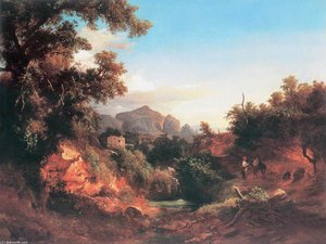 Lovers In Italian Landscape — Karoly Marko The Elder