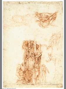Studies For The Descent From The Cross (recto) — Michelangelo Buonarroti