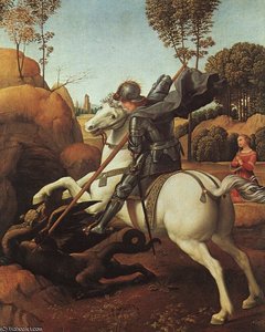 Šv. Georgijus Kova Su Drūnu, - (28.5x21.5) — Rafaelis