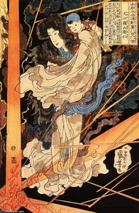 Fusehime Saving Inue Shimbyoe Masahi From A Thunderboit — Utagawa Kuniyoshi