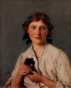 Girl With A Kitten — Frederick William Elwell