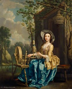 Girl At A Spinning Wheel — Francis Hayman