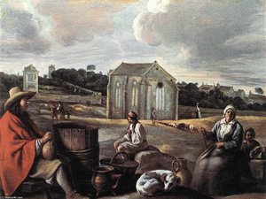 Landscape With Peasants And A Chapel — (brother) Antoine Le Nain
