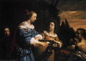 Pharaoh's Daughter With Her Attendants And Moses In The Reed Basket — Jan De Bray