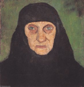 Head Of An Old Woman With Black Scarf — Paula Modersohn-becker