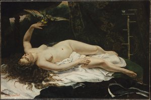 Mujer Con Loro — Gustave Courbet