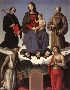 Madone À L'enfant Avec Quatre Saints (retable Tezi) — Le Pérugin