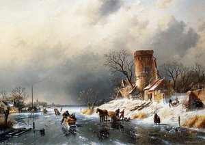 Dutch winter scene Sun